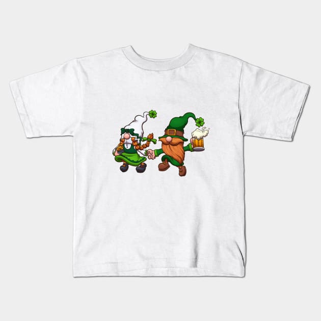 Hopping St Patrick’s Day Gnomes Kids T-Shirt by TheMaskedTooner